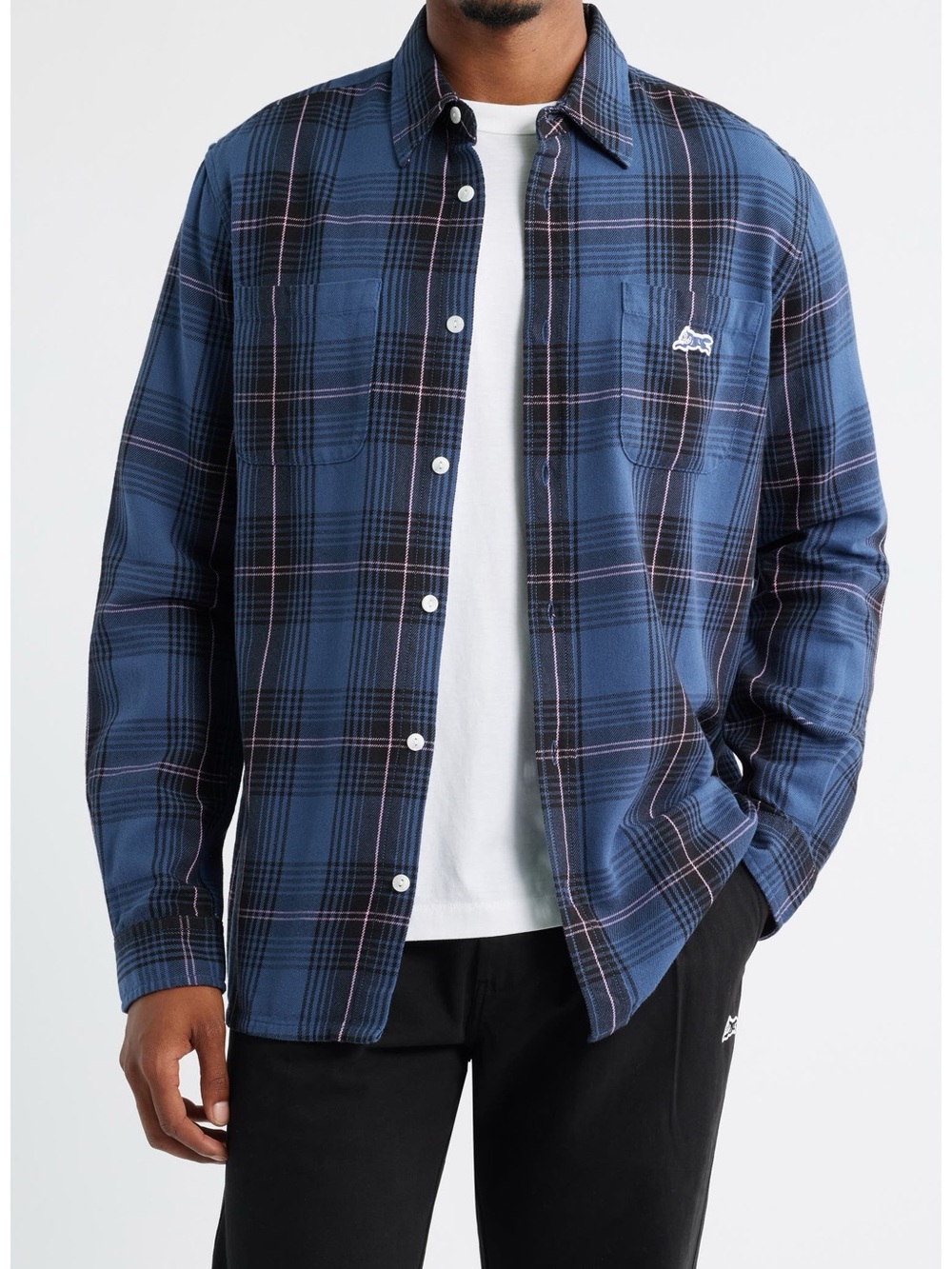 Ice Cream Jacob Flannel Button-Up Shirt Blue Black Medium